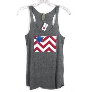 NWT Alternative Earth American flag grey racer back tank top